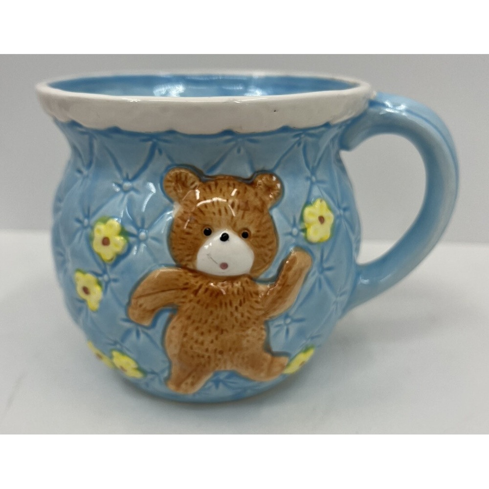 Vintage UCGC Baby Bear Mug Planter Quilted 3D Texture 4" Nursery